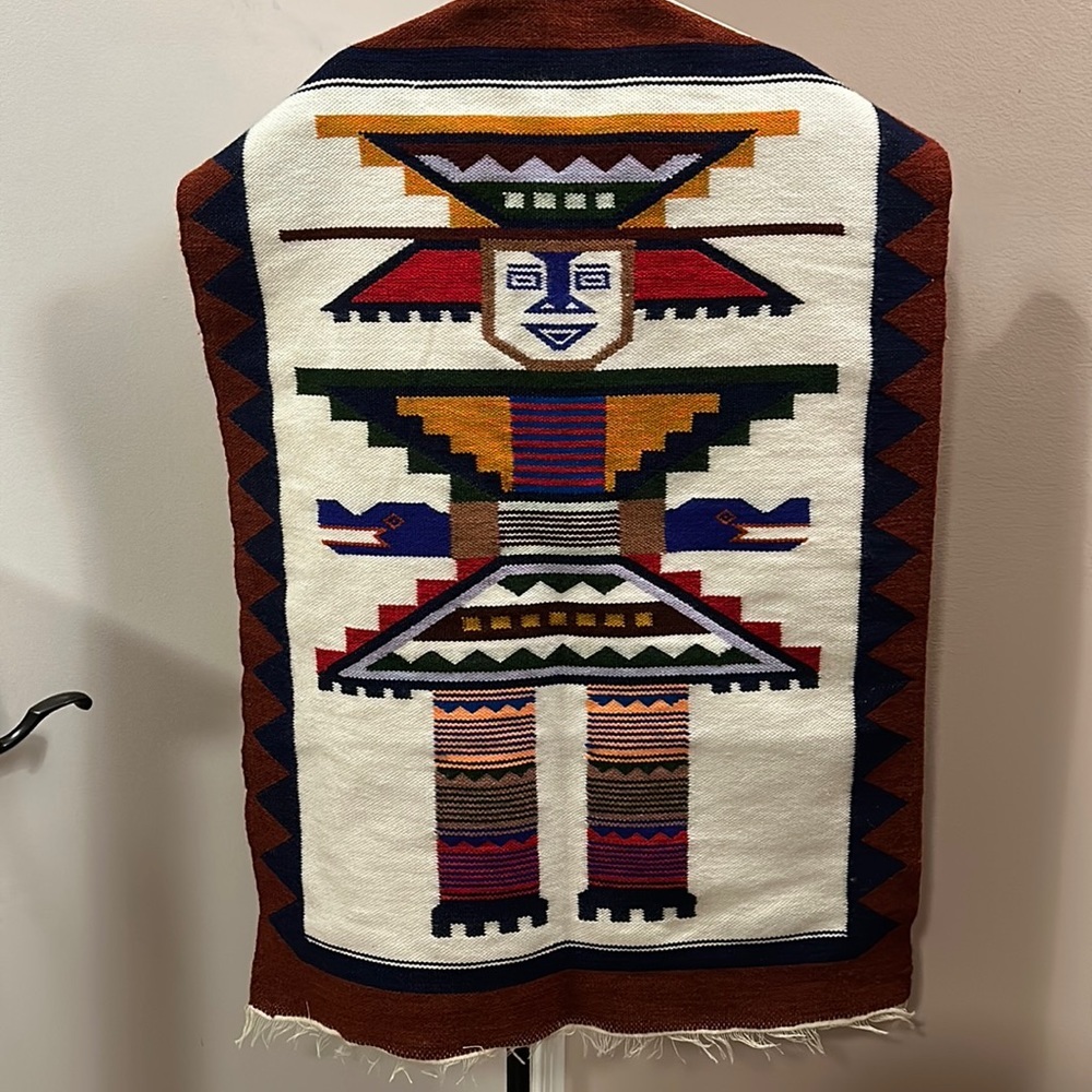 TAPESTRY Wall hanging Handmade kilim rug with rod and hanging accessories